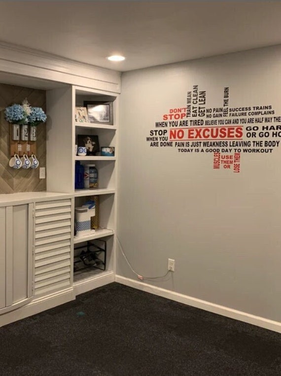 Workout Collage. Inspirational Quotes. Vinyl Wall Decal. Gym Decal. Fitness Collage.