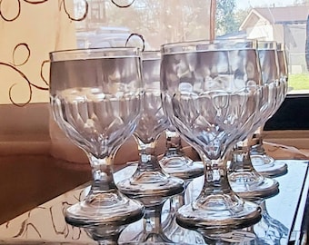 Vintage Diamond Pattern Glass Cups - Set of 6