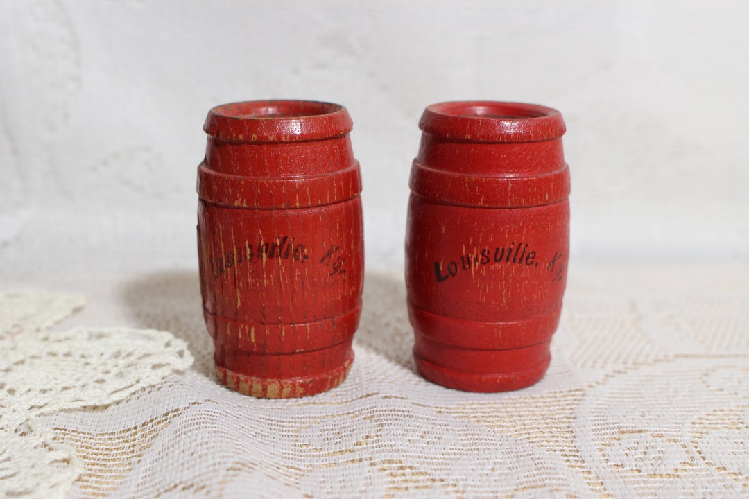 Small Wood Salt and Pepper Shakers, Louisville Ky Vintage Souvenir
