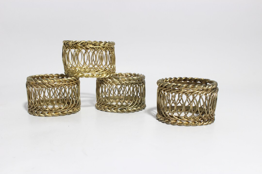 Vintage Metal Napkin Rings, Set of 4, Overlapping Circles Etsy