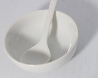 White Porcelain Condiment Bowl with Ladle - Japan