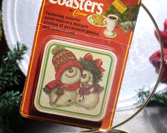 Christmas Coasters Set of 6 by Conimar, Sentimental Snowman, Made in USA