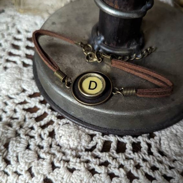 Antique typewriter key bracelet.