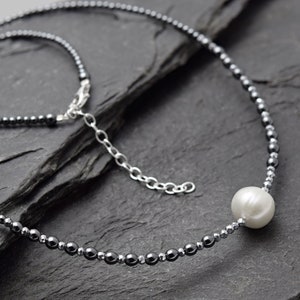 Hematite necklace,silver necklace,natural hematite,hematite,stone necklace,gemstone necklace,ooak,handmade necklace,gift,gemstone,stone