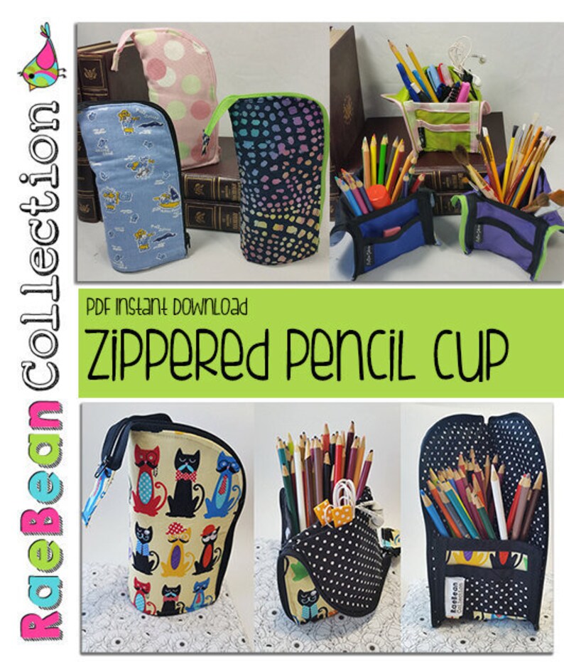 Zippered Pencil Cup Pencil Case Sewing Pattern Download Etsy Australia