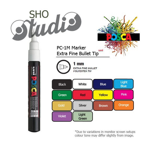 Markeerstiften van POSCA PC - 1M - 1mm Extra fijne Bullet Tip - andere kleur keuzes-acryl marker