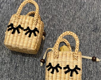 Personalized Water Hyacinth Kids Bag with Twilly: Party Favor Gift
