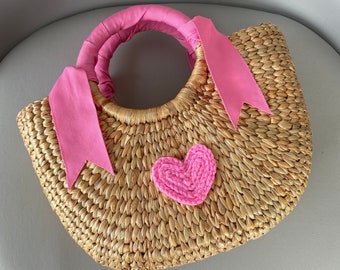 Mia) Bespoke Bridesmaid - wildflower wedding favor top handle bag - customized beach bag - Gift for her - Beach Bachelorette- BOHP