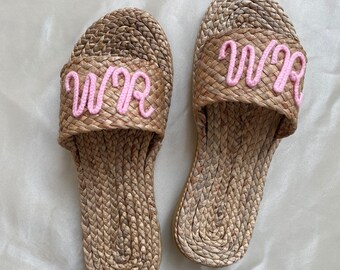 Personalized Bridal Sandals: Pink Bridesmaid Proposal Slippers