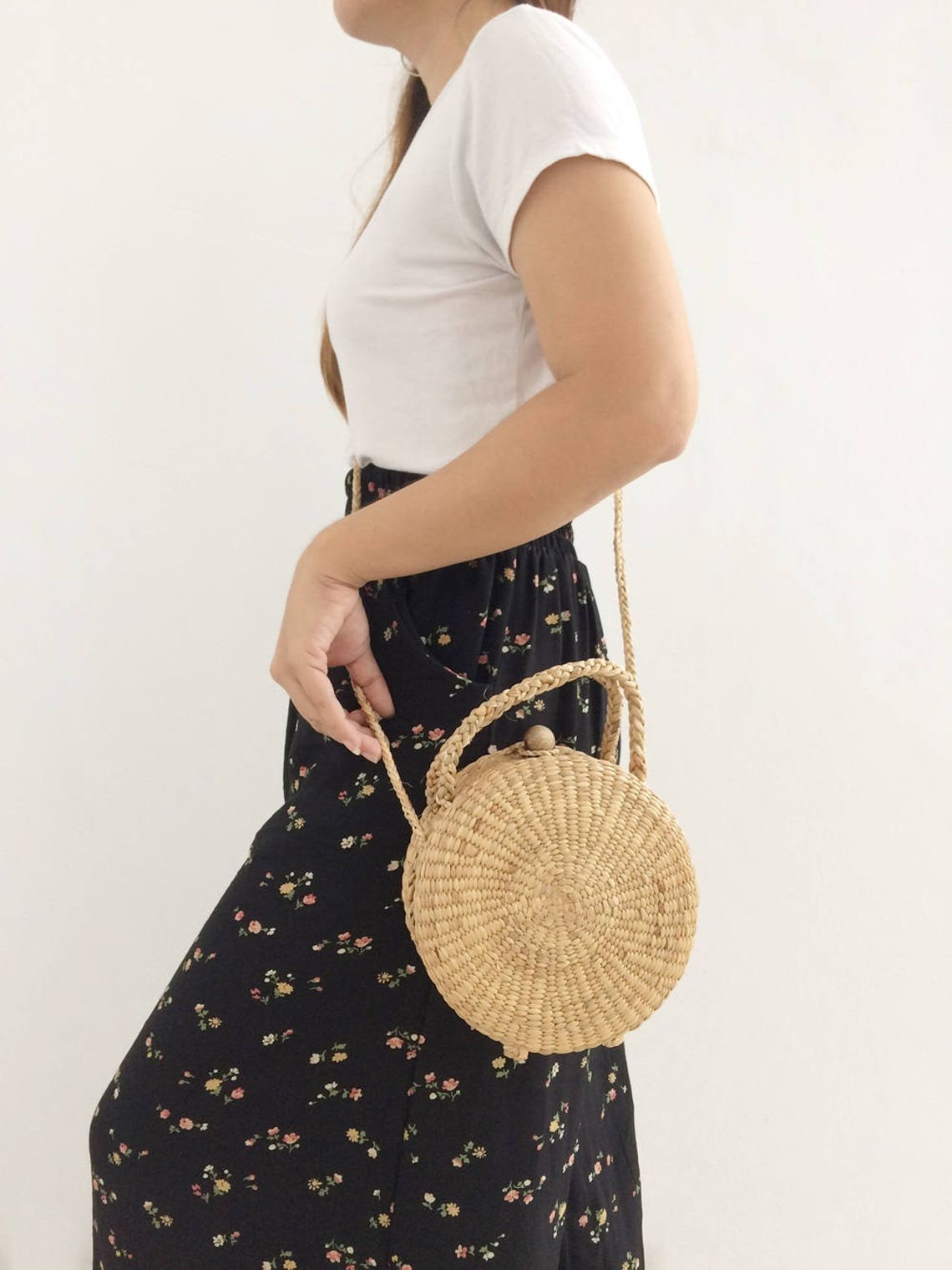 Cute Round straw bag / Straw Bag Monogram / mini straw Bag / Etsy