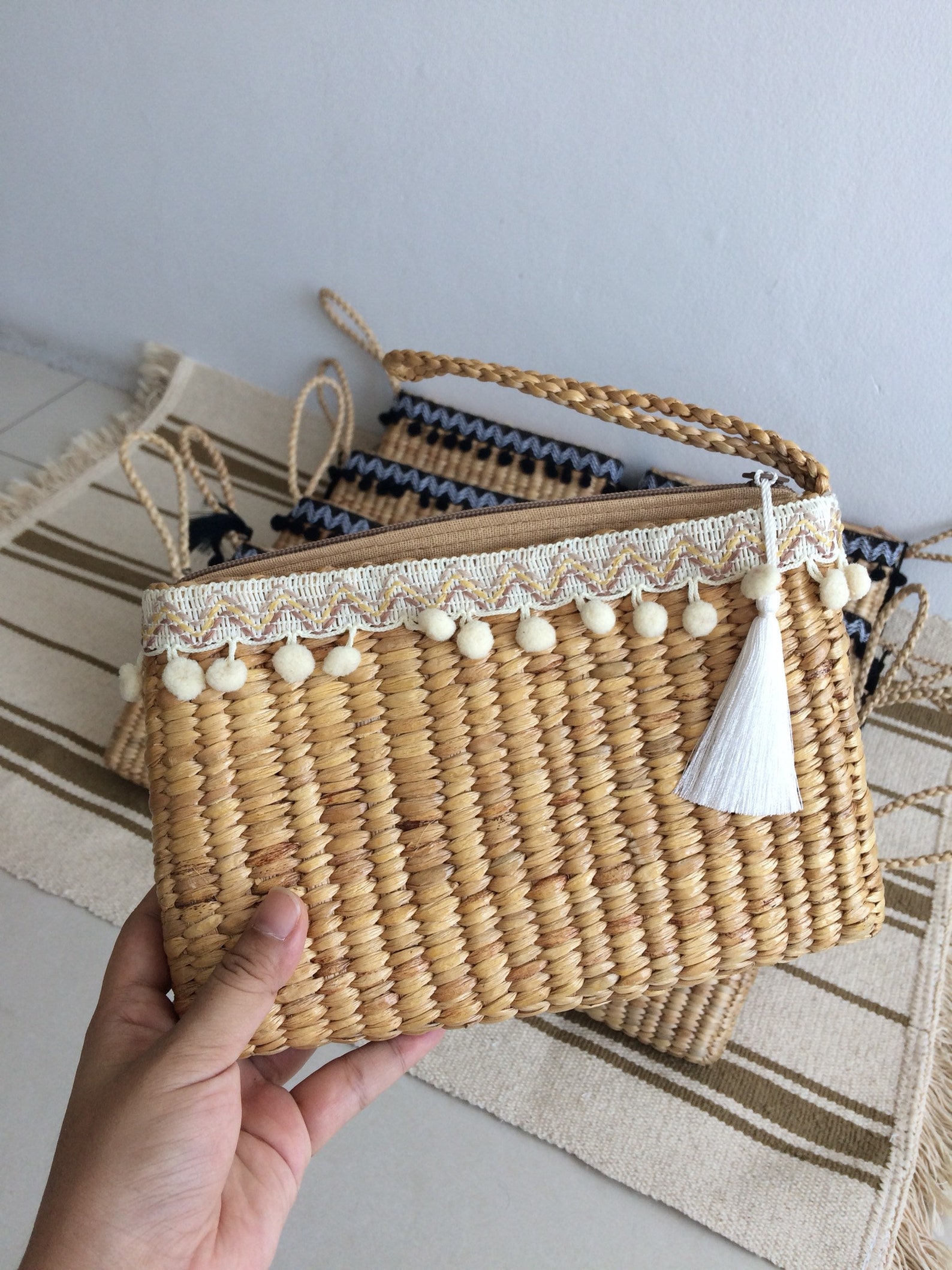 Vivian Clutch bag Bridesmaid Bag / Straw Bag / Bridal Squad Etsy