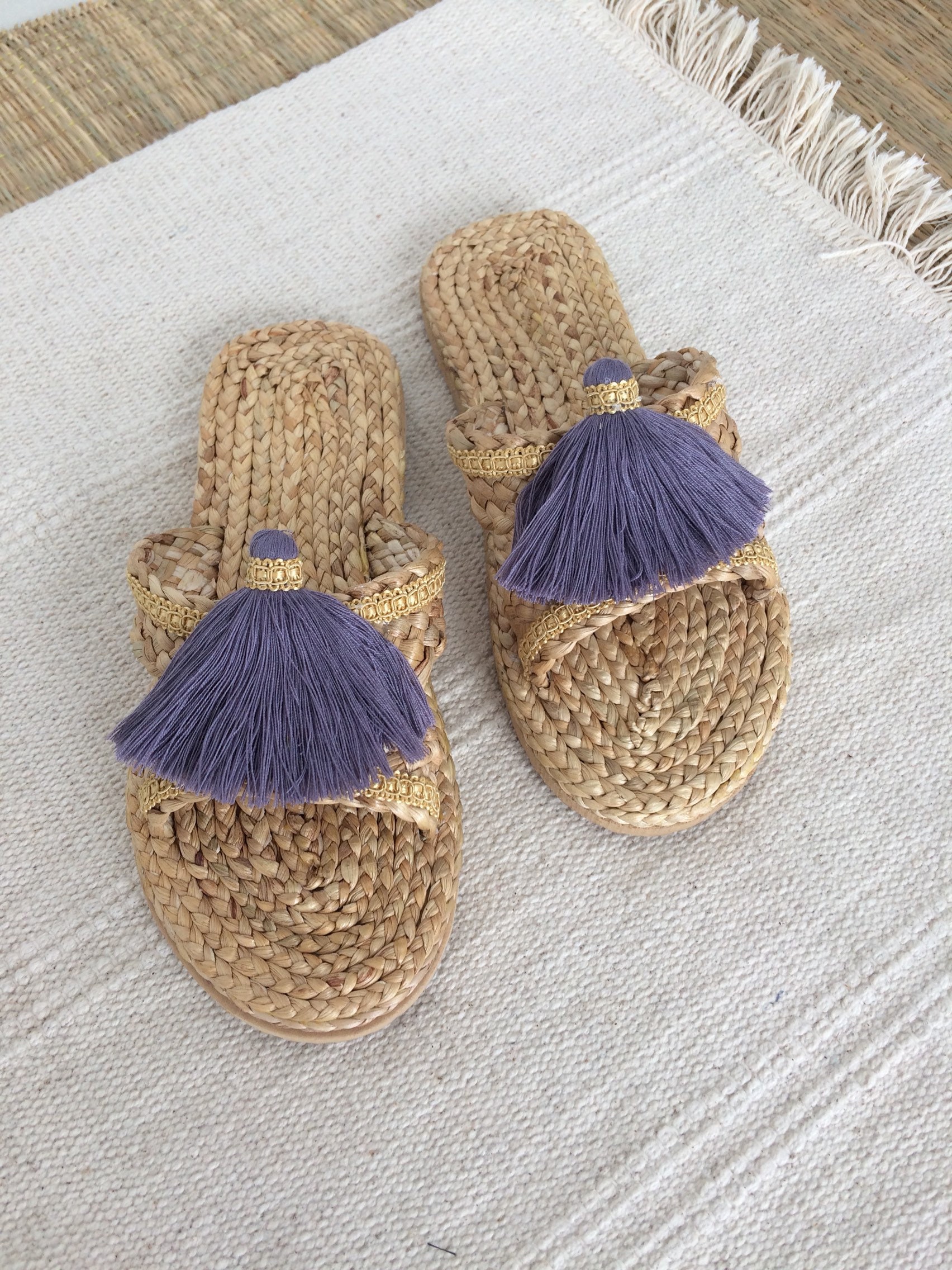 Tassel Relaxing Sandals / Greek Sandals / Beach Sandals / Pom | Etsy