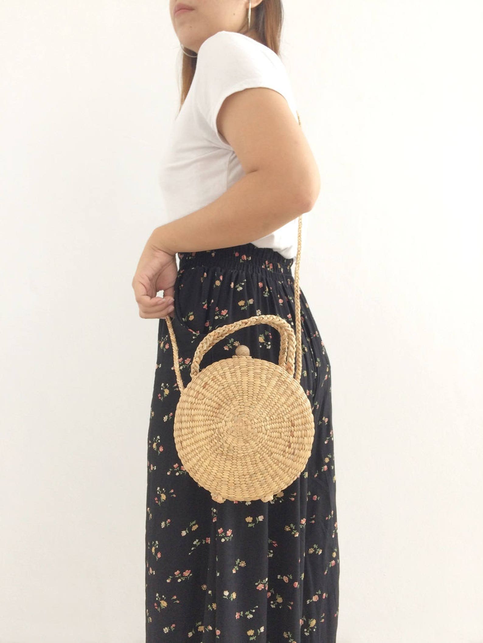 Cute Round Straw Bag / Straw Bag Monogram / Mini Straw Bag / Etsy