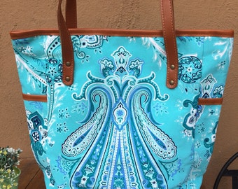 Bolsa de lona: bolsa de praia grande com estampa paisley colorida