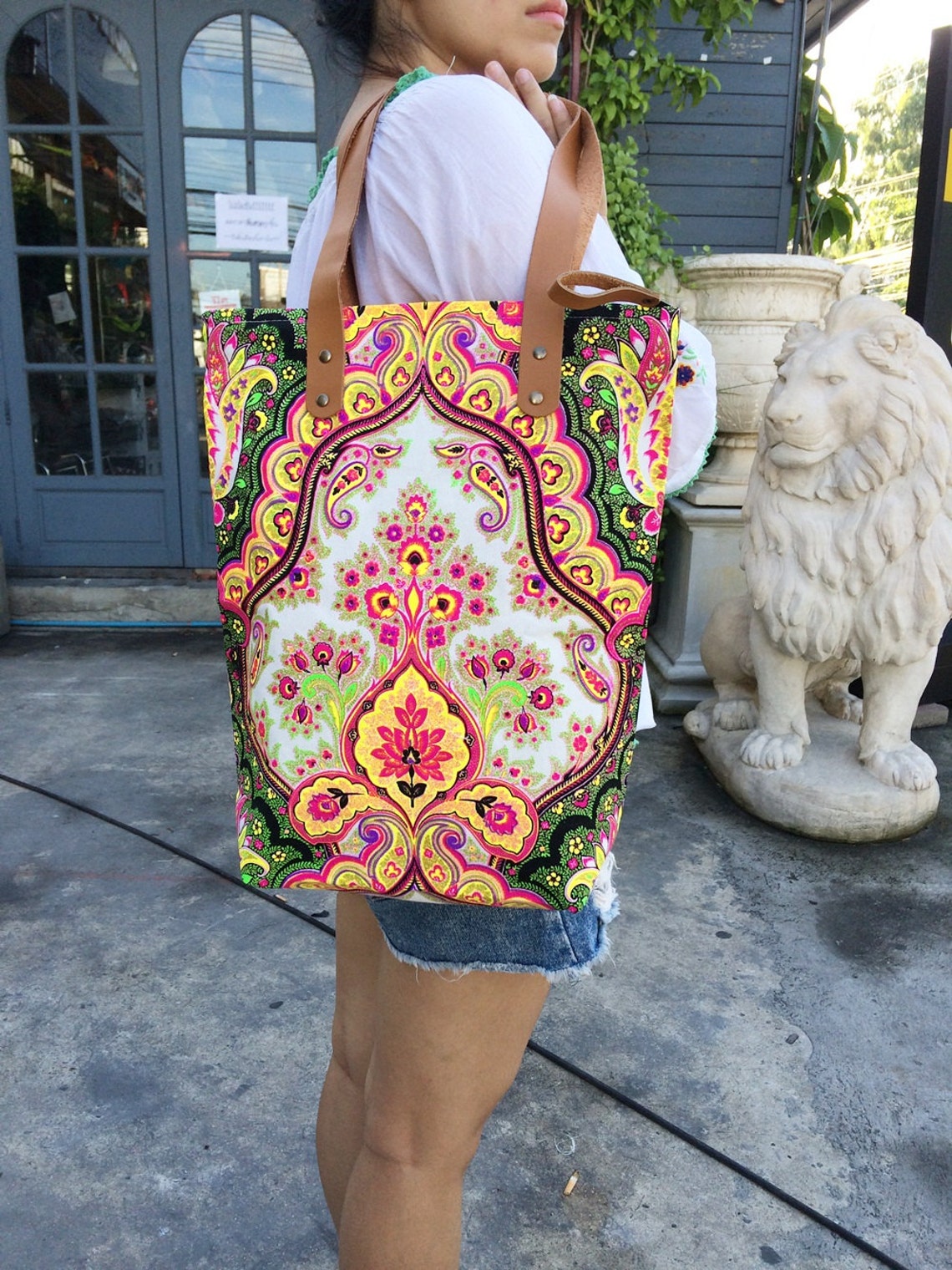 Coachella Beach Boho Bohemian Bag totes Tote bag Canvas Boho Etsy