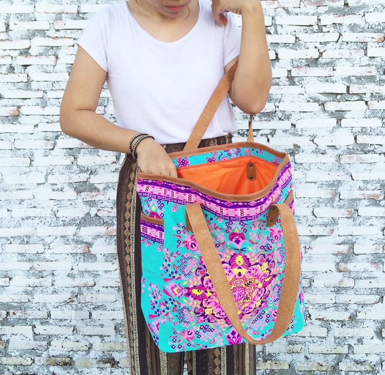 Tile Gift for her Bohemian Totes Bridesmaid Gift Weekender Bag Large Tote Canvas bag Hippie bag Boho Bag school supplies