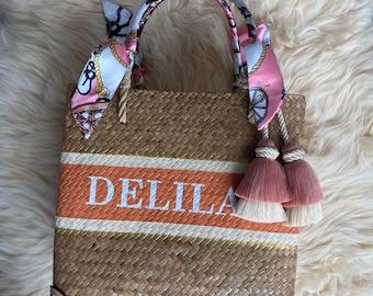 Velmar) Monogrammed Straw Beach Bag, Bridal Shower Gift, Bridesmaid Tote