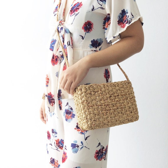 Cross body Small Straw Bag / straw handbag / Summer Hand bag / | Etsy