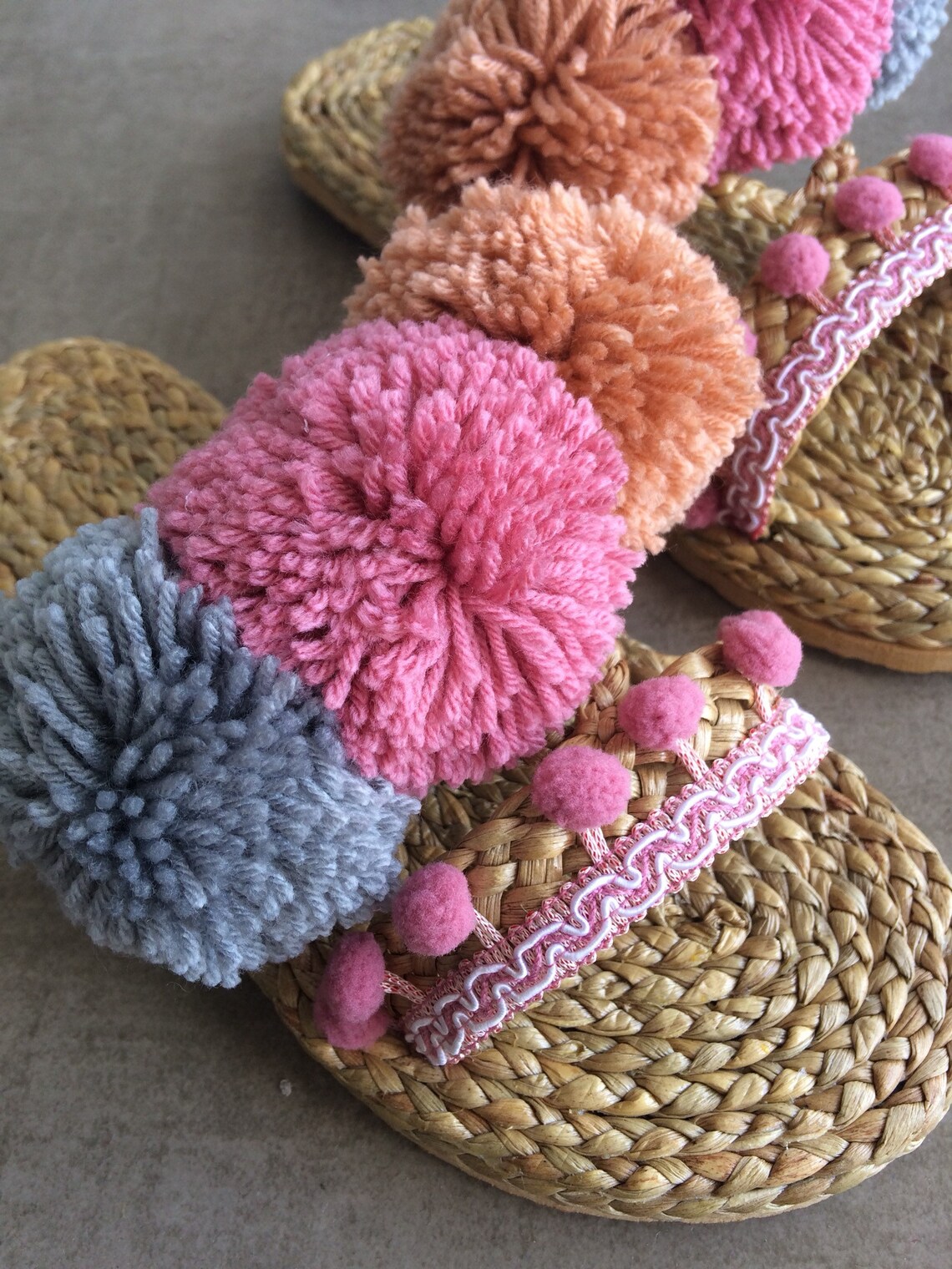 Havana Pom poms sandals / Greek Sandals / Beach Sandals / Pom Etsy