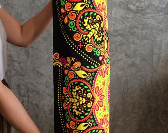 Boho Yoga Mat Bag: Black Canvas, Adjustable Strap