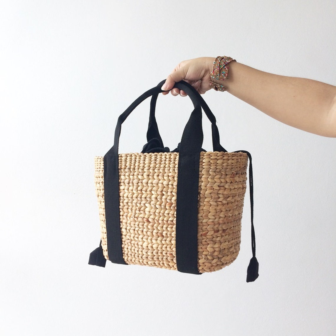 Woven Water Hyacinth Tote Bag: Summer Beach Bag - Etsy