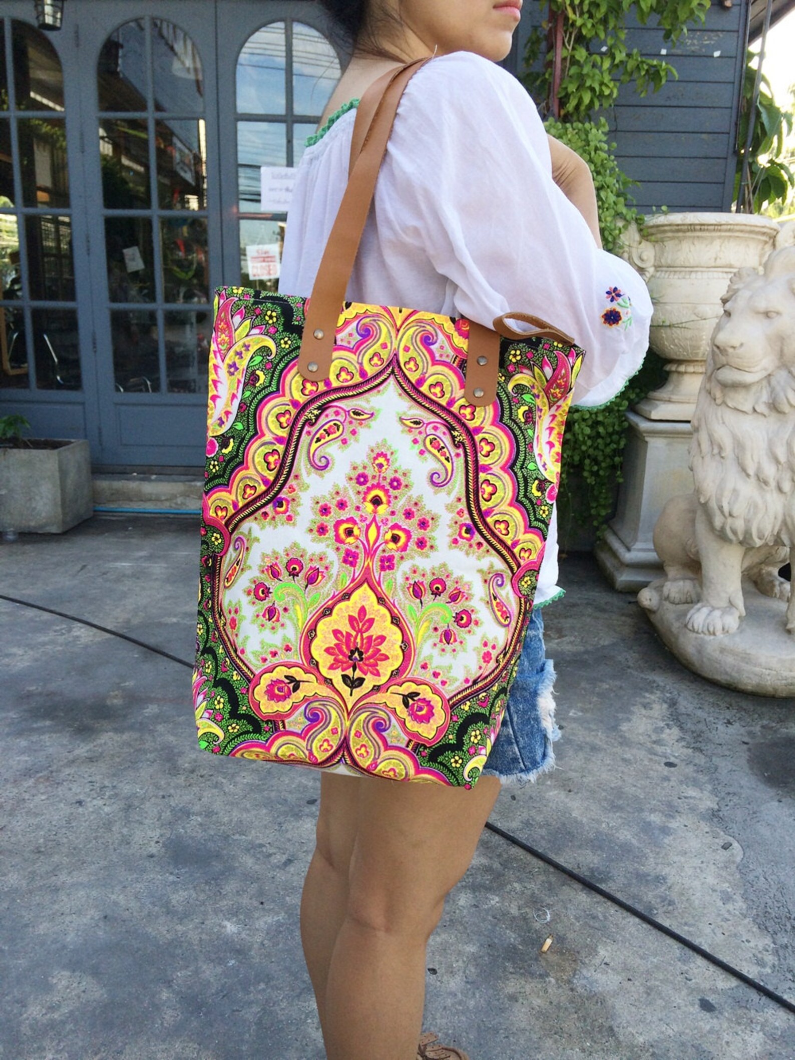 Coachella Beach Boho Bohemian Bag totes Tote bag Canvas Boho Etsy