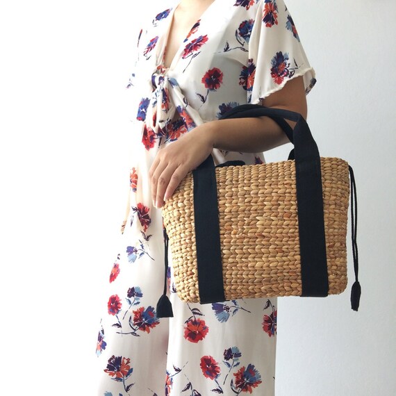 La Nadia Straw beach tote / Wicker Handbags / Straw weave bag | Etsy