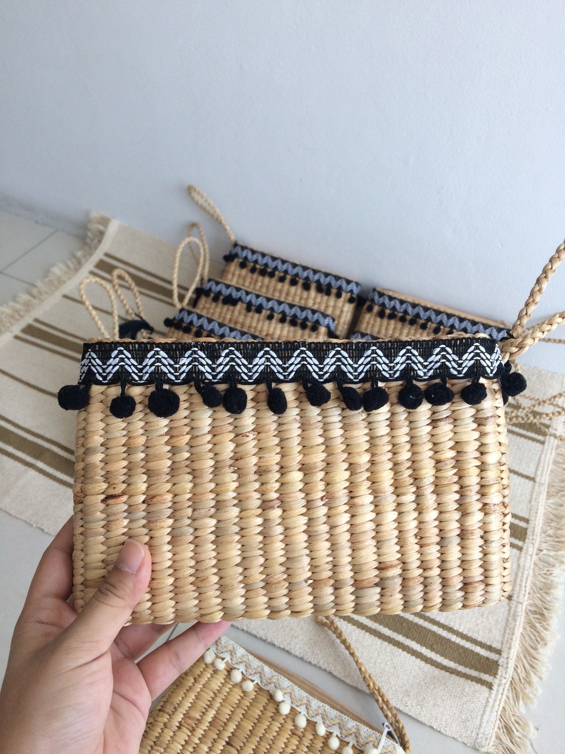 Vivian Clutch bag Bridesmaid Bag / Straw Bag / Bridal Squad Etsy