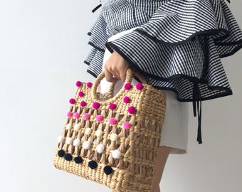 Mother's day giftstraw bag female bag new 2021 girl mini woven bucket bag beach summer wild single shoulder messenger bag