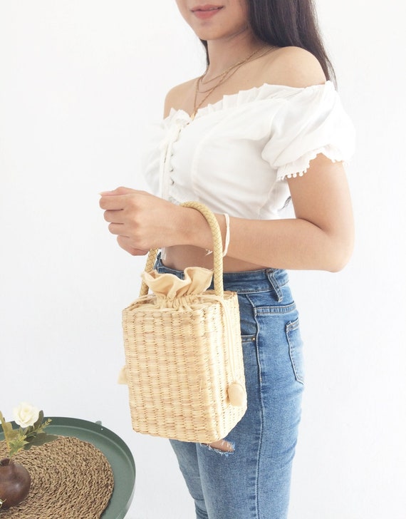 MILIN bolso de mango superior de paja / bolso personalizado / | Etsy México