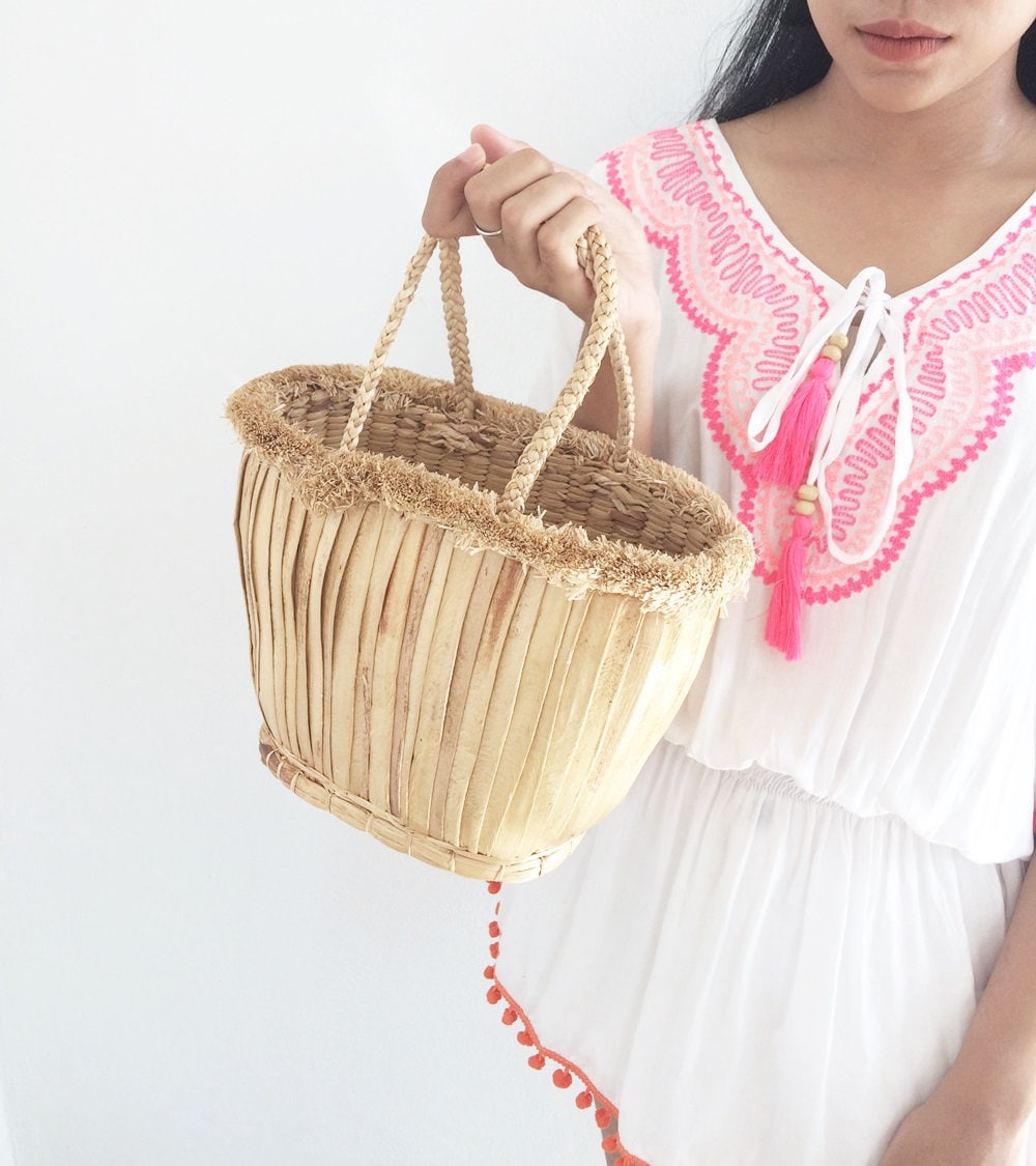 Beach Bag / Straw Bag / Picnic Basket Tote / Bachelorette Etsy