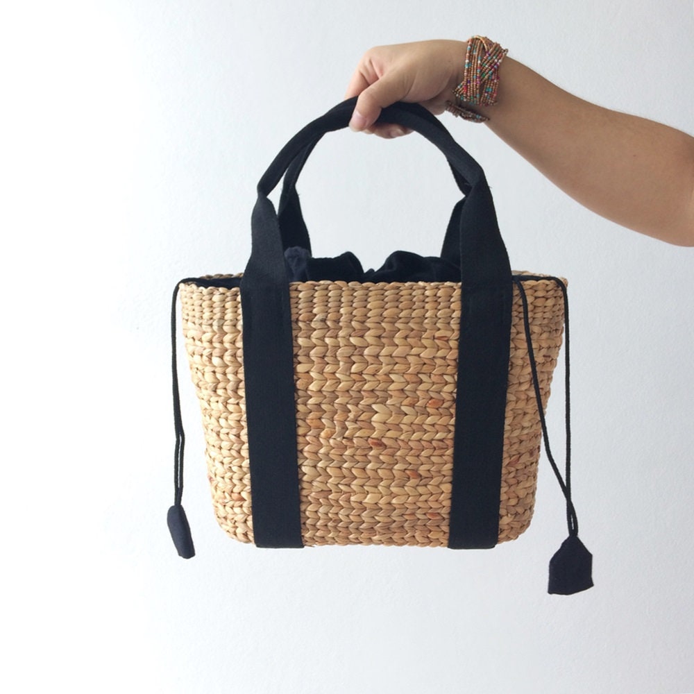 Woven Water Hyacinth Tote Bag: Summer Beach Bag - Etsy