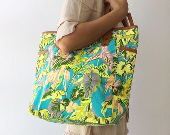 Bolsa de lona tropical: bolsa de praia boho