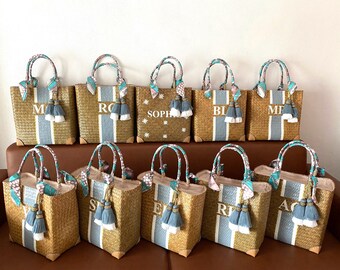 Personalized Straw Tote Bag: Custom Monogram Bachelorette Gift