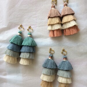 Coastal party favors / Tassel Earrings Add Clip on Earrings free / Beach Summer Gift for her Bridesmaid Gift / luxury accessories Gift image 9