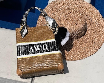 Velmar ) Personalized Straw Beach Bag, Woven Basket Tote, Bachelorette Party Gift