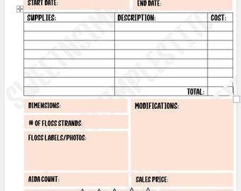 Modelo de planejador de projeto de ponto cruz em papel A5, diário de ponto cruz, crie sua própria página de diário, planejador de artesanato, arquivo PDF para download instantâneo