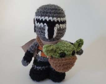 Made to Order Mandalorian and Child inspired Amigurumi