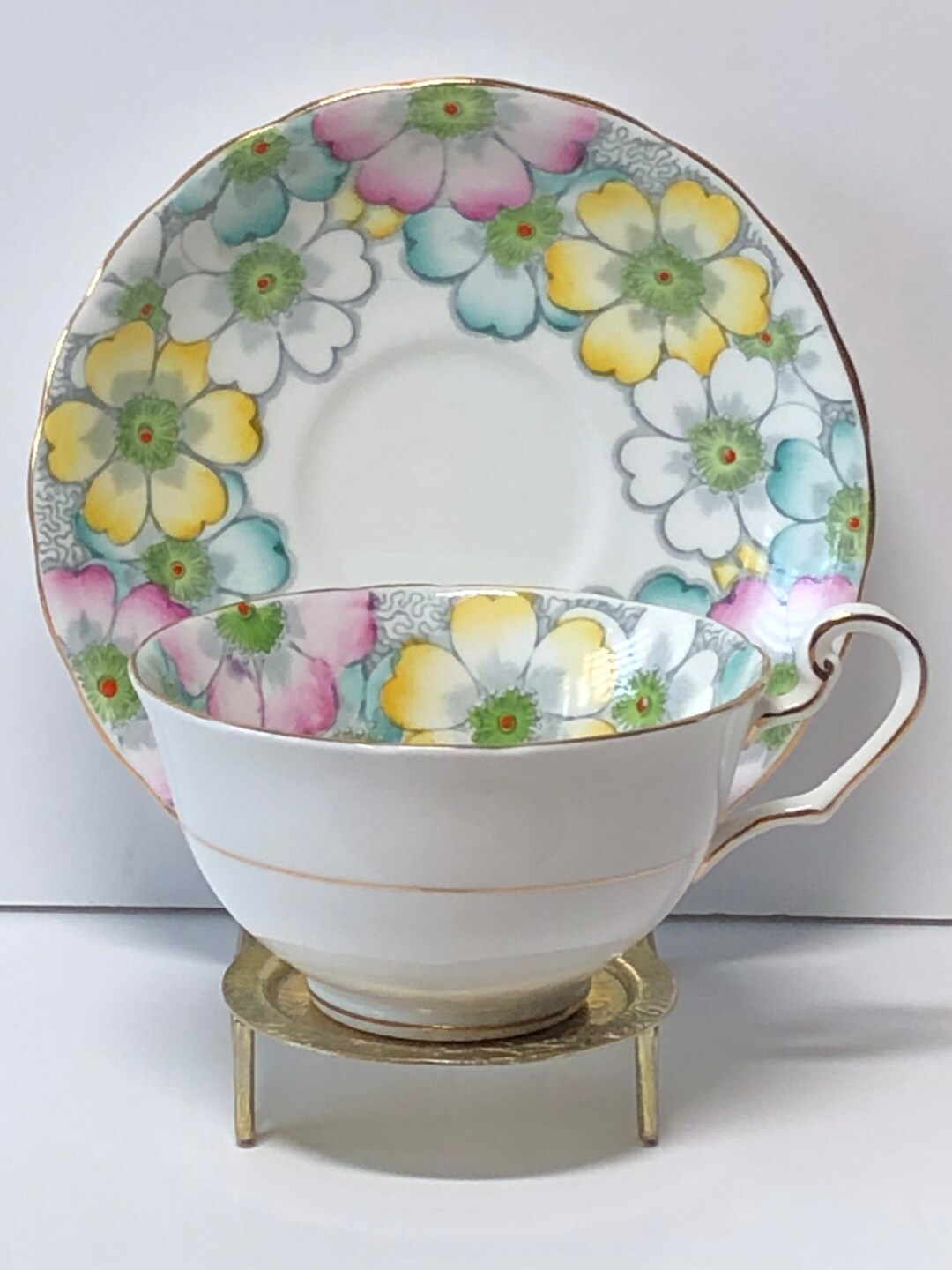 C & E Tea Cup and Saucer Etsy