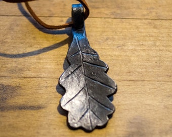 Oak Leaf - Necklace Pendant - Keychain - Hand Forged - Free Shipping