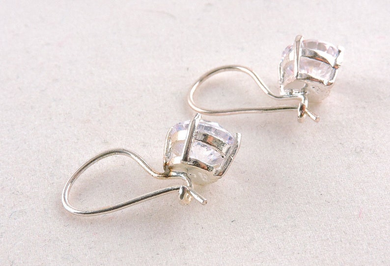 Sterling Silver Round Cut Cubic Zirconia Drop Earrings
