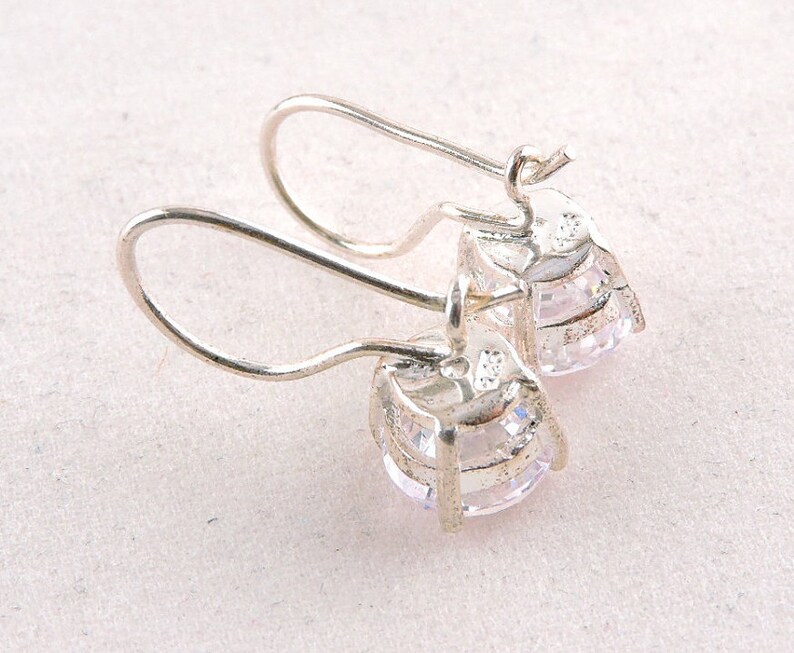 Sterling Silver Round Cut Cubic Zirconia Drop Earrings