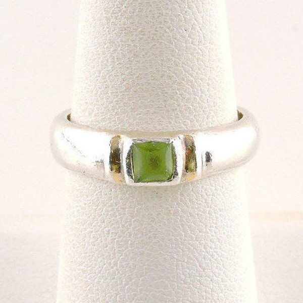 Size 7.5 Sterling Silver And 1ct Asscher Peridot Ring