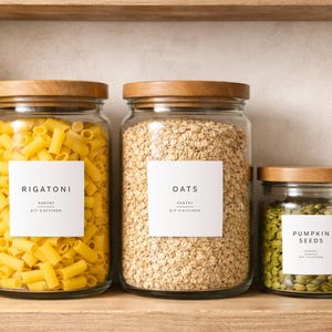 Etiquetas personalizadas para despensa / Diseño cuadrado minimalista / 100% impermeables / Con tu texto