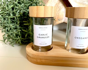 Minimalist Spice Labels | Custom White Vinyl Kitchen Stickers (40mm Square)