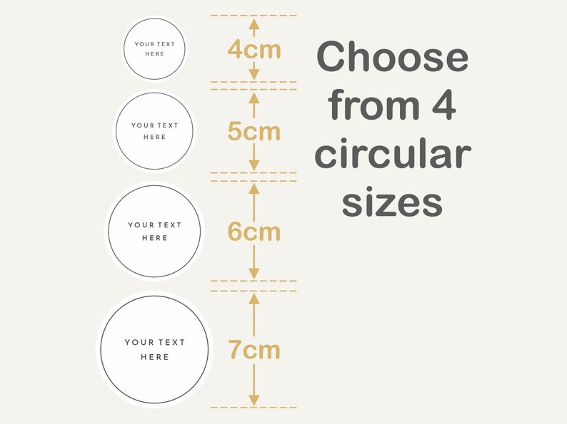 Circular Custom Labels White Minimal Design 4cm, 5cm, 6cm, 7cm ...