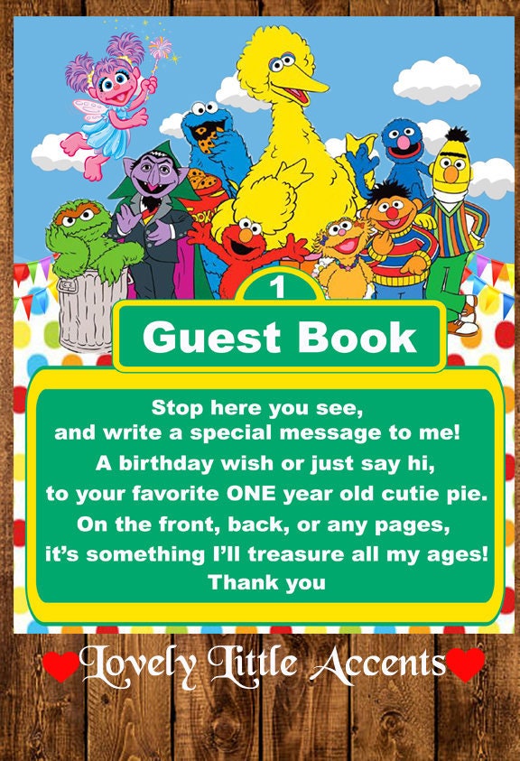 Sesame Street Birthday Guest Book Sign | Etsy