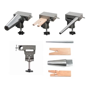 Kit combinado de yunque de banco: mandriles para anillos y pulseras redondas, yunque, pasador de banco con ranura en V - 13-134