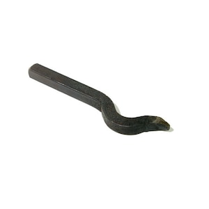 May include: A black metal tool with a curved handle. The tool is used for shaping metal.