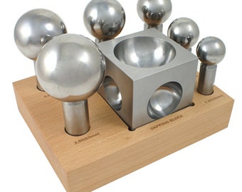 Dapping Set - 6 Extra Large Punches and Block for Jewelry Making - 25-623